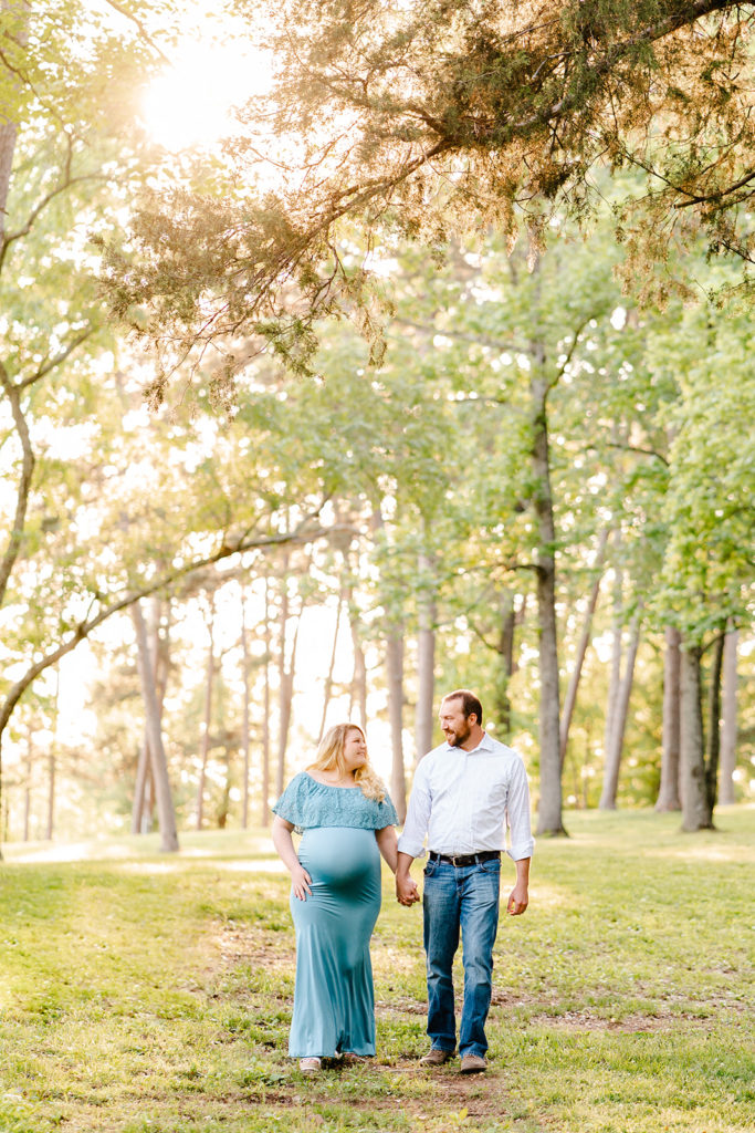 Chattanooga Maternity Photos - mother to Be -Chester Frost Park Photo Session- Pregnant couple walking posing - wooded location