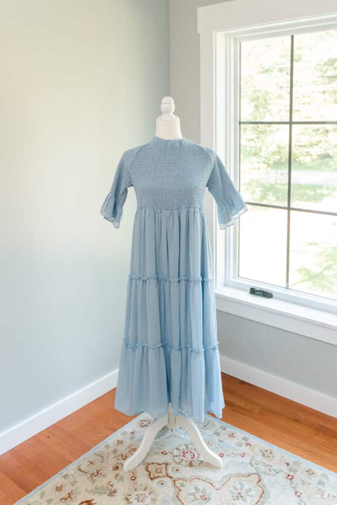 Blue Dress in client closet
