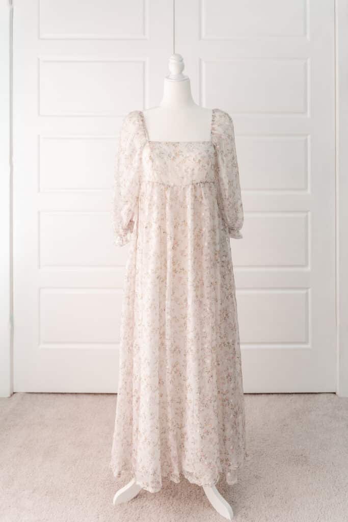 Medium Gray Floral Dress for Photoshoot