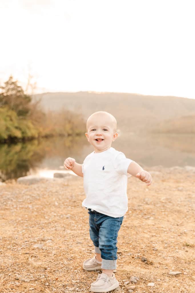 Baby boy 1st year milestone photography at Tennessee River