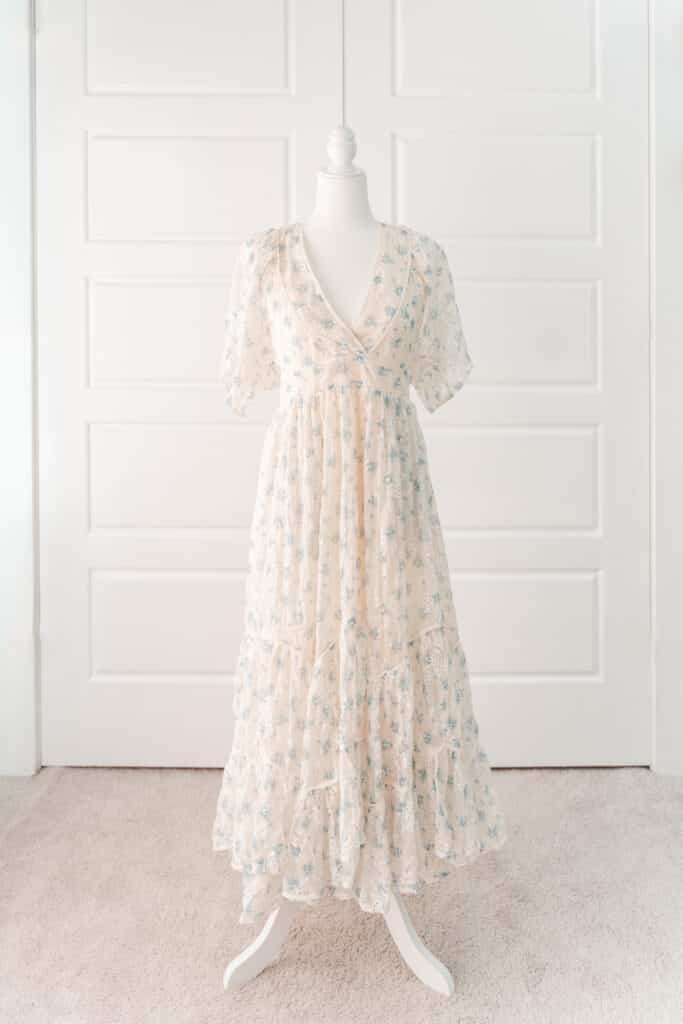 Cream floral boho dress for photoshoots or client closet
