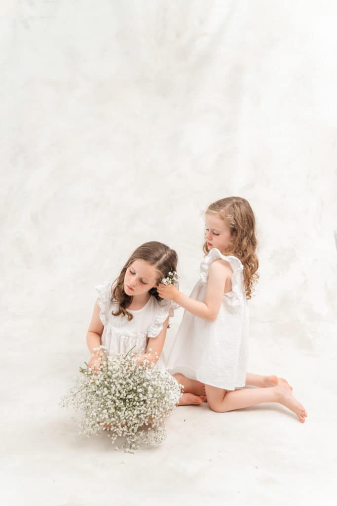 Baby's breath portrait with hand painted backdrop, Chattanooga studio photography session. 