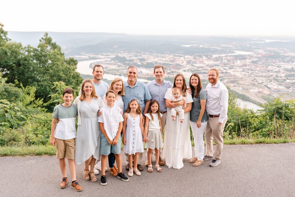 Extended Chattanooga family photography session at Point Park overlooking Chattanooga