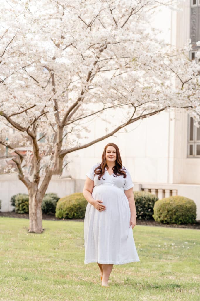 Chattanooga photographer maternity session mother walking in springtime