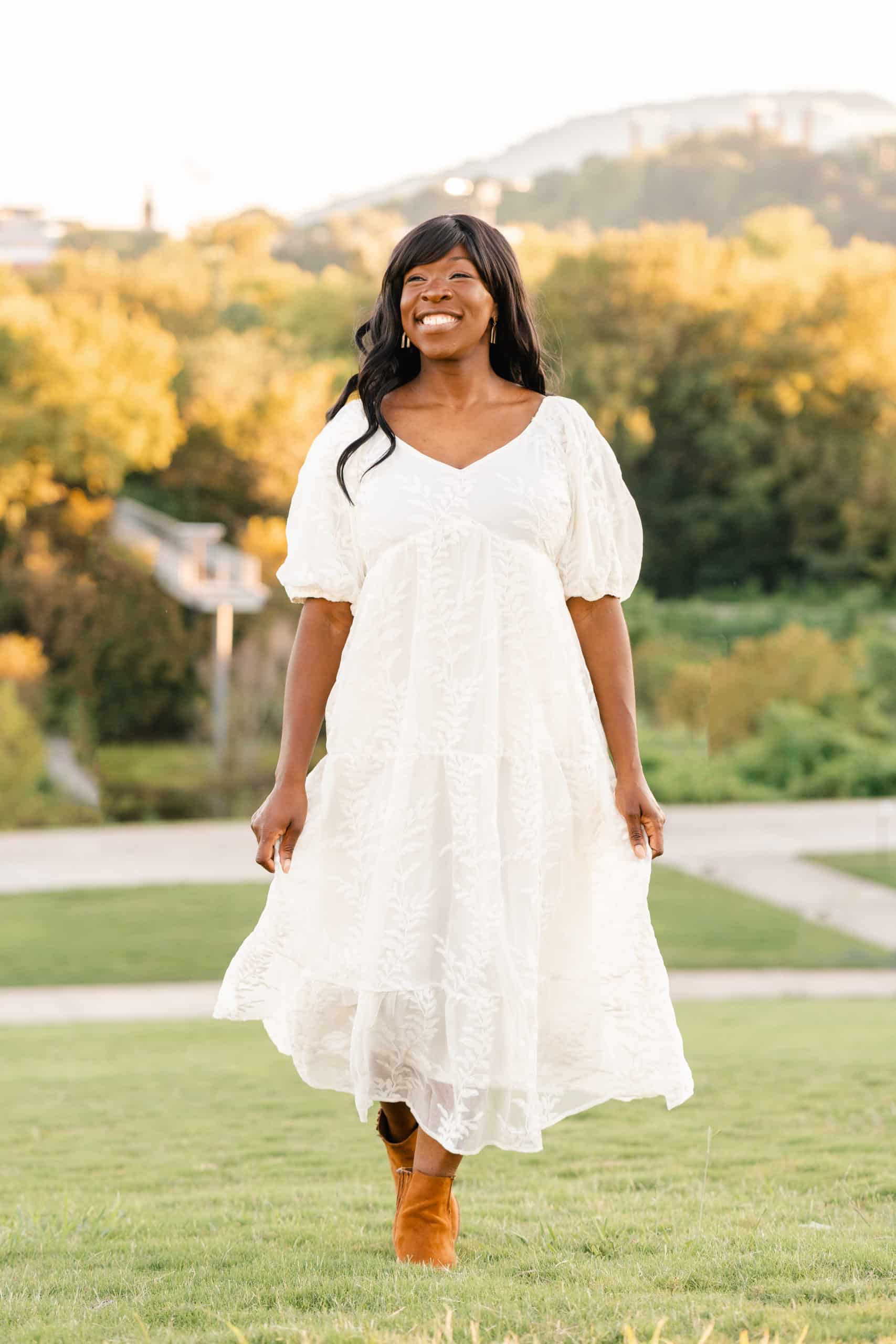 Chattanooga TN Photographers client closet, white gown with puff sleeves