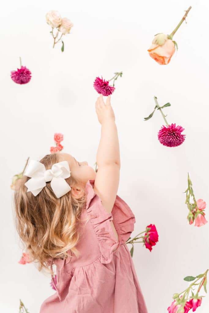 hanging flower Valentine's photoshoot.