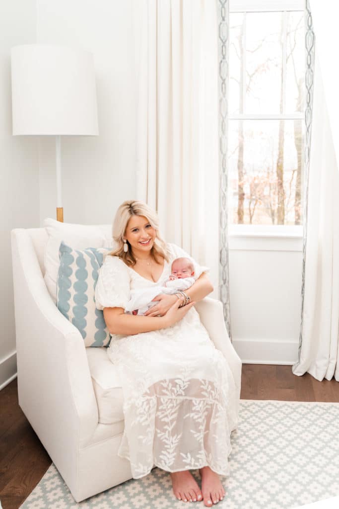 Bright, neutral baby boy nursery. Chattanooga lifestyle photography session.