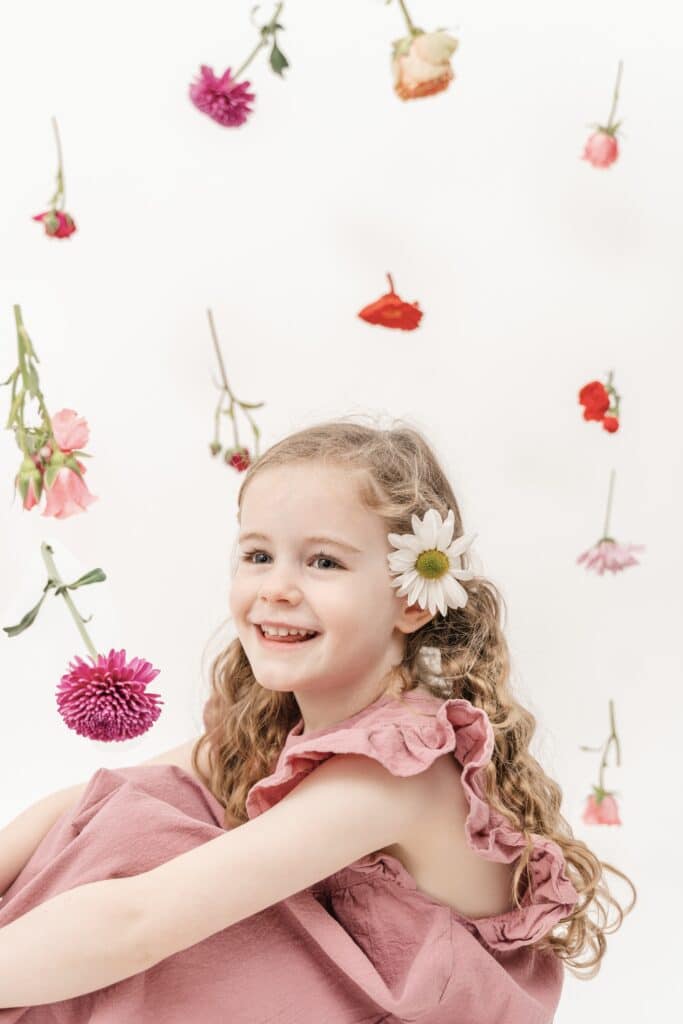 hanging flower Valentine's photoshoot.