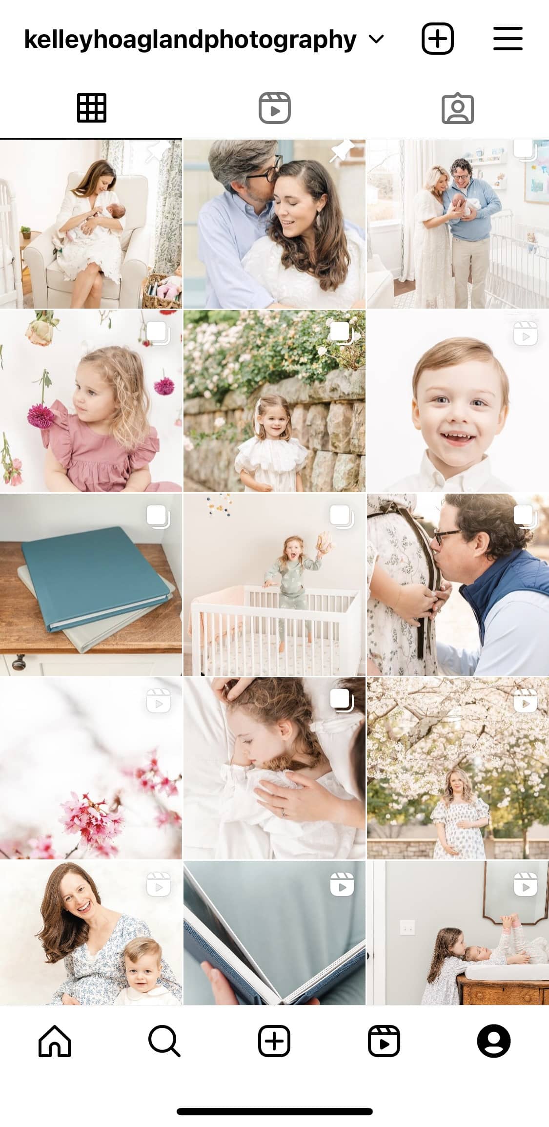Consistent instagram feed from using flash for indoor photography sessions.