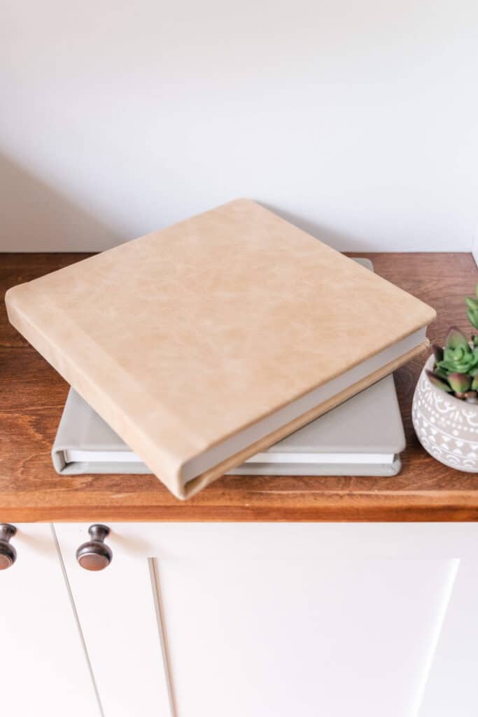 Leather album- one option to what to do with newborn photos. 