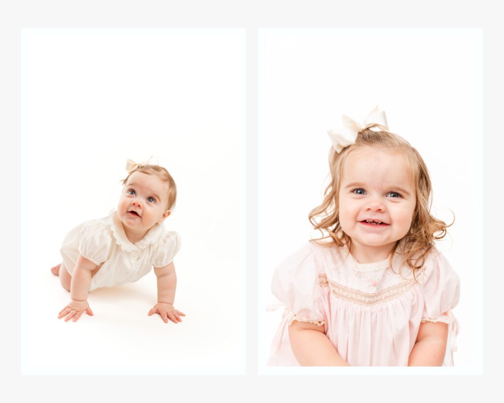 What is heirloom photography? Portraits of girl at 1 year and 2 years old for composite wall art.