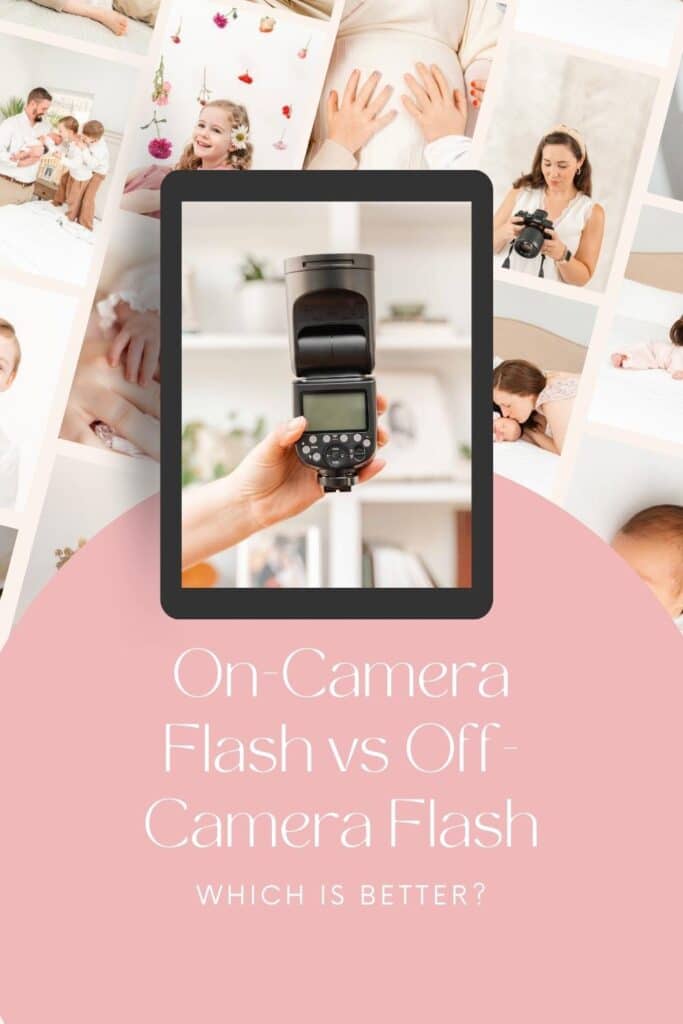 Is it better to use on camera flash or off camera flash for indoor photography sessions?