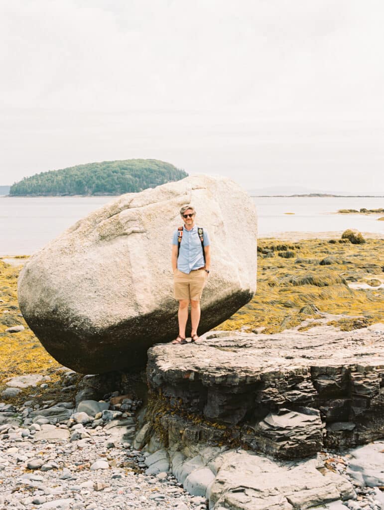 Large rock in Bar Harbor Maine