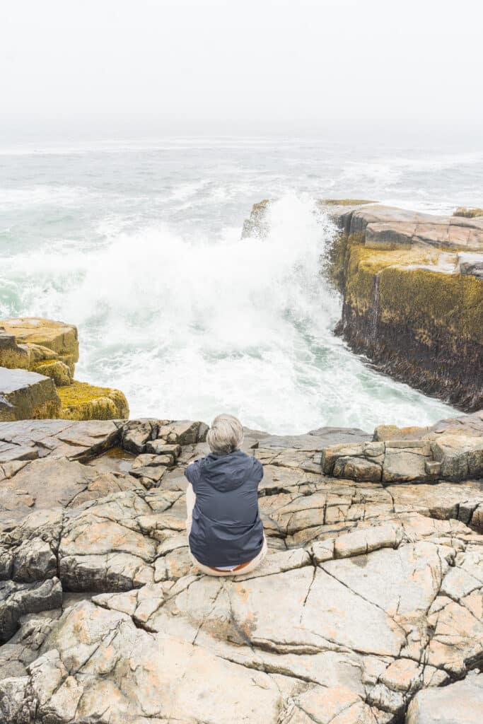 Watching the waves crash in on Schoodic Point