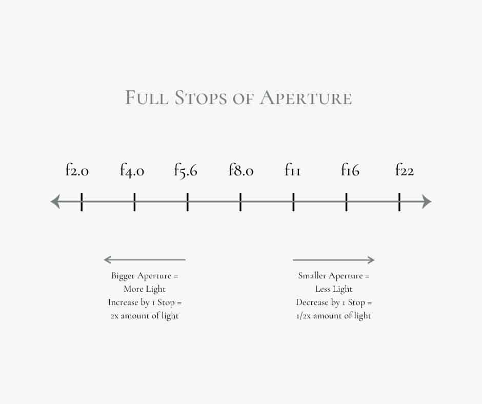 Chart showing the full stops of aperture.