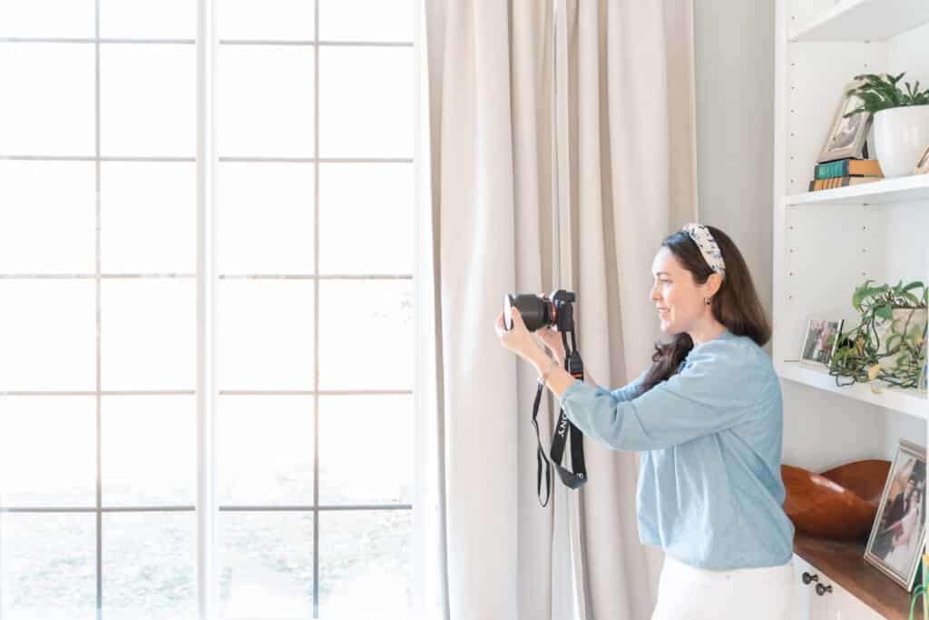 Photographer using the ExpoDisc to set a custom white balance and exposure.